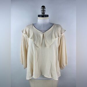 💚 3411. Cotton Gauze Oversized Collar Blouse